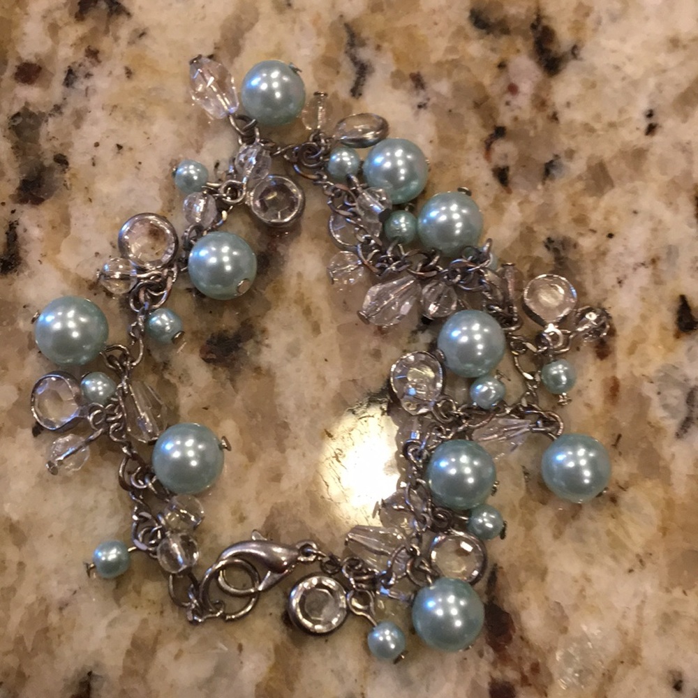 Premier Designs bracelet with blue and clear beads